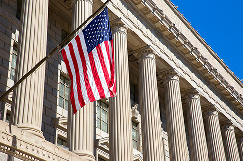 Government Building and US Flag