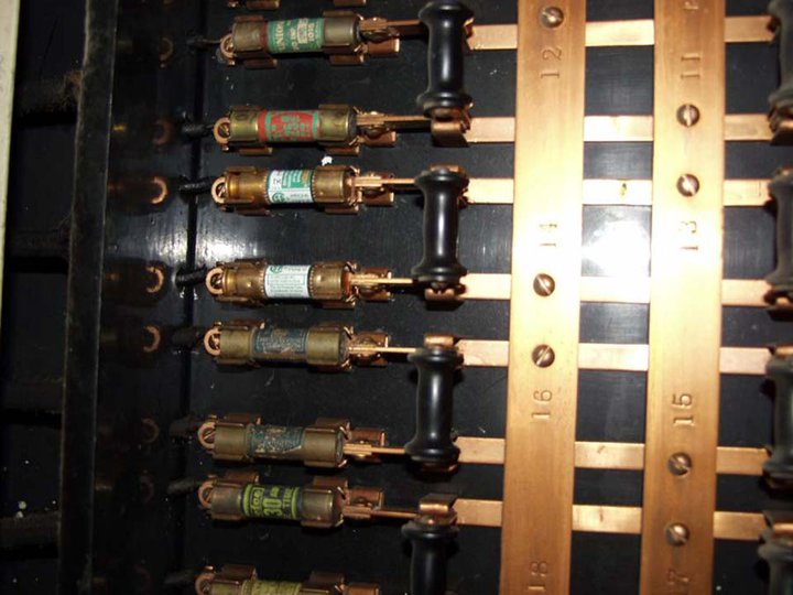 Old electrical panel knife switches, Inspected by Showalter Property Consultants in Maryland 