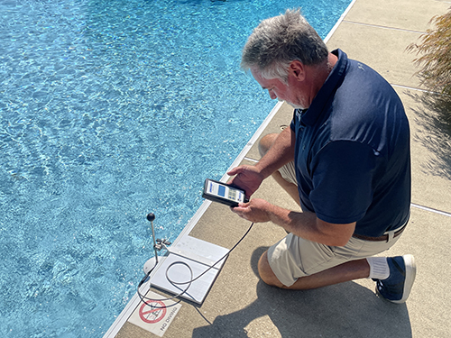 Leak detection in swimming pools, inspected by Showalter Property Consultants in Maryland
