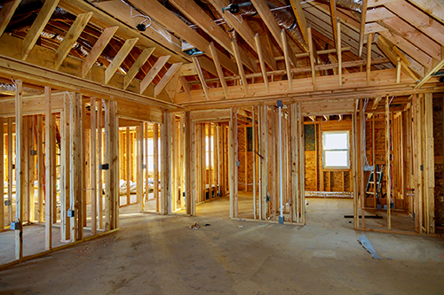 pre drywall inspection of a house under construction home framing